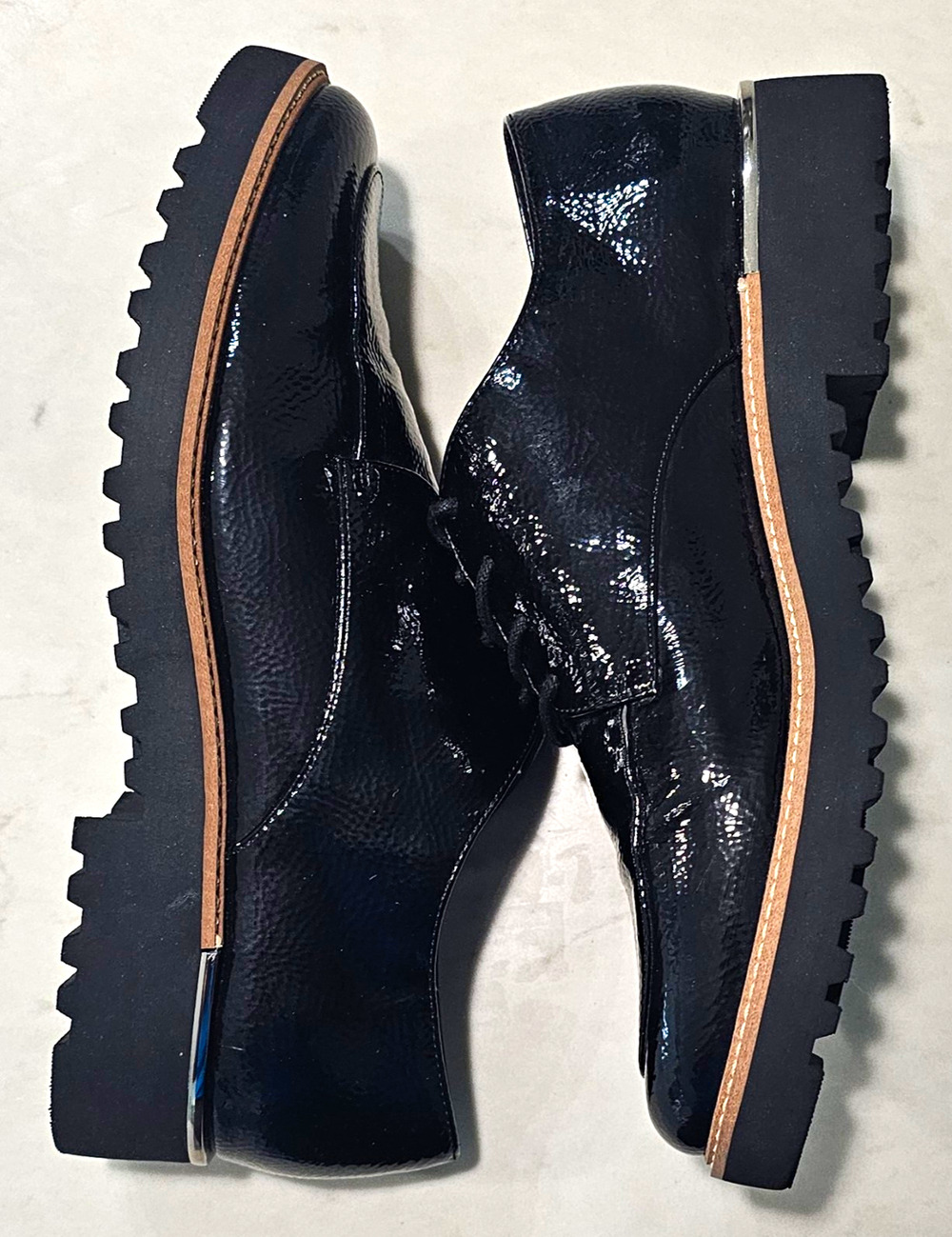 Franco Sarto Charles Women's Size 8.5 Black Patent Leather Oxford Shoes